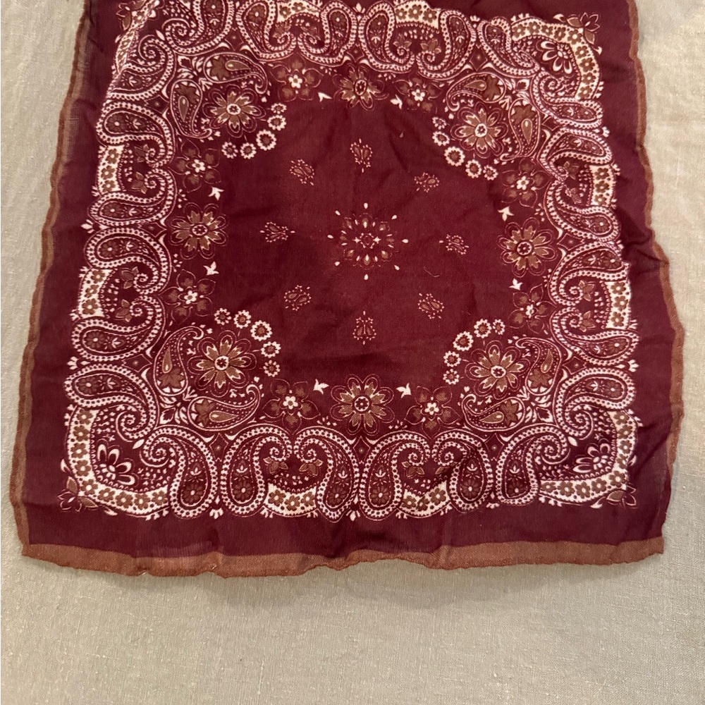 Suitsupply Maroon Brown and Gray Paisley Pocket Square